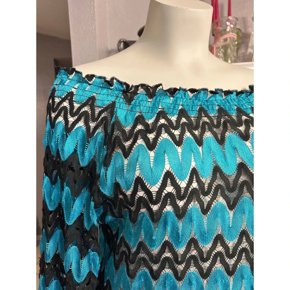 Crochet Lace‎ Sheer Off Shoulder Dress XLarge Beach Cover Up Vacation Spring
